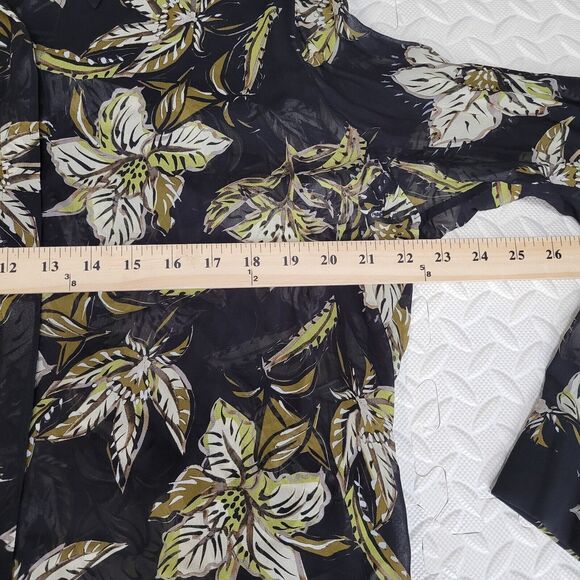 Dorothee Schumacher Black Floral Blouse Size Large (4) Viscose Fringed Back - Picture 10 of 13
